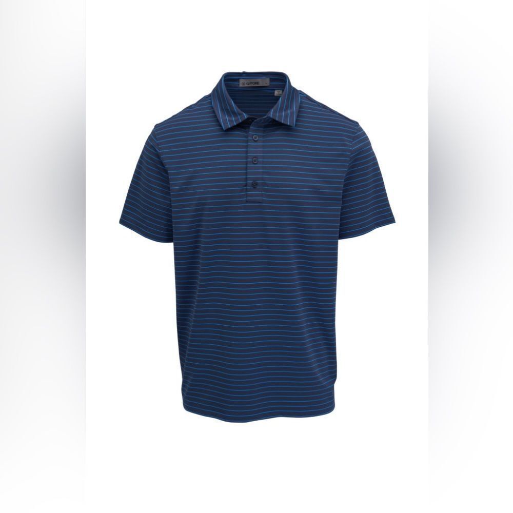 G/Fore Pencil Stripe Pique Golf Polo Tech Jersey Shirt Twilight Blue Wicking